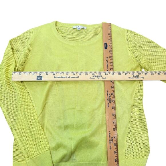 CAbi Women's Neon green Mesh thin Knit Open back pullover Size Med staple top - Picture 4 of 10